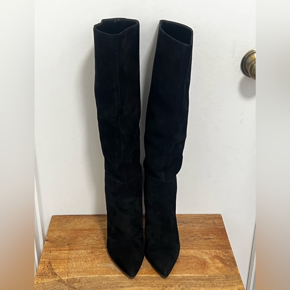 Nine West Women Black Leather Knee-High  Boots